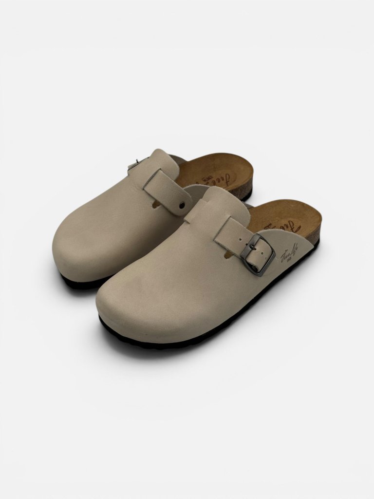 Saboți Dama din Piele Naturală Clog Închis cu Cataramă – Rustic Corda